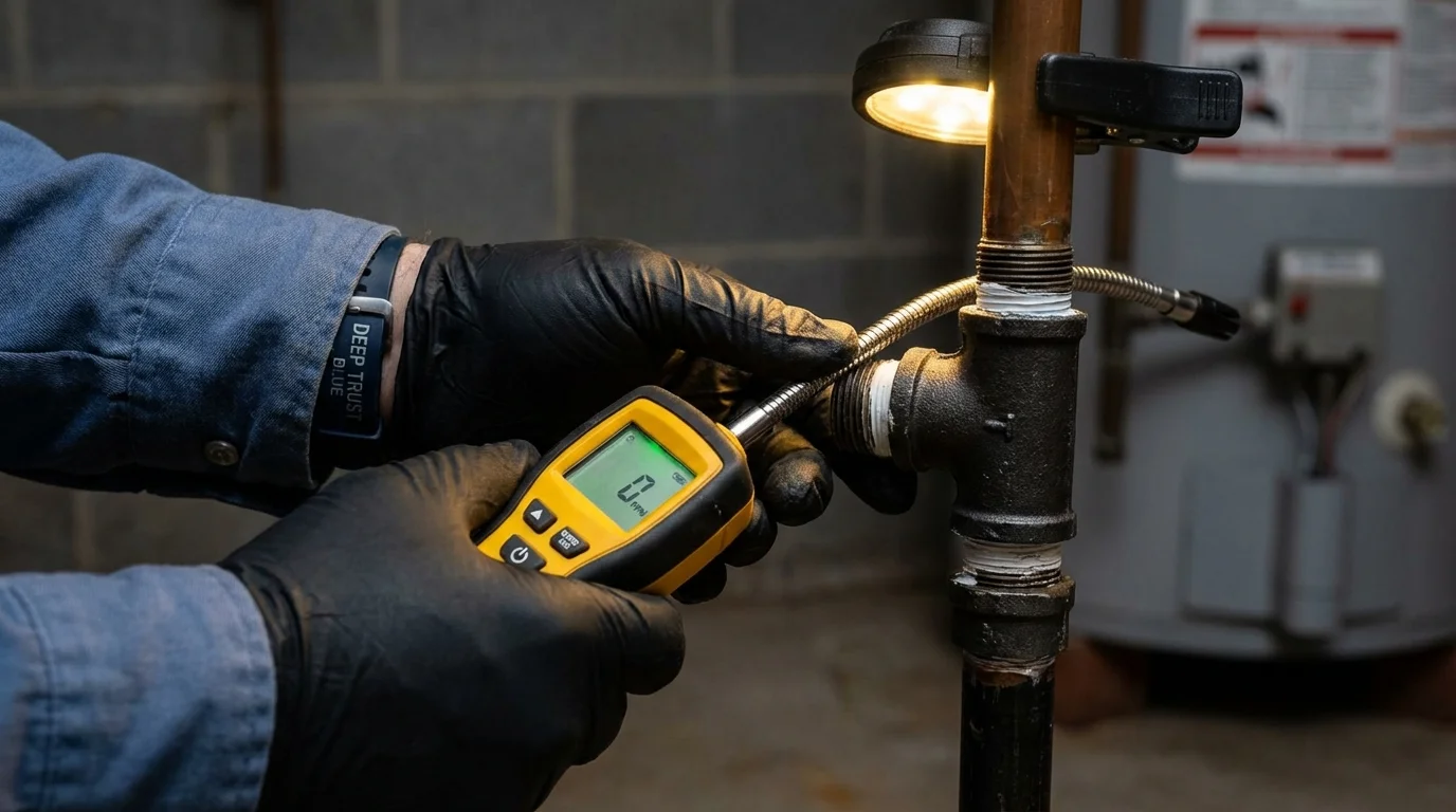 Gas leak detection with electronic sniffer by Johns Plumbing LLC in Palmer Lake