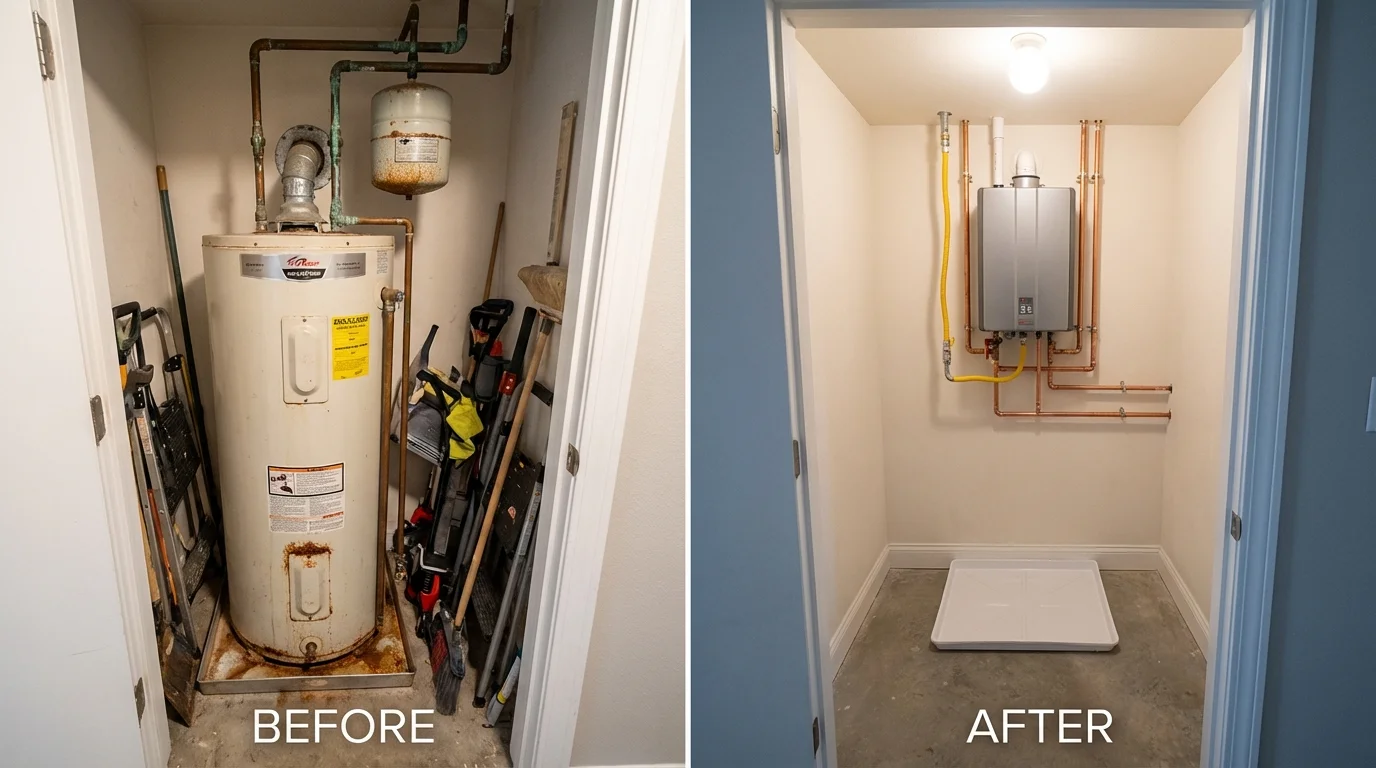 Tank water heater versus wall-mounted tankless unit comparison for Palmer Lake, CO homeowners