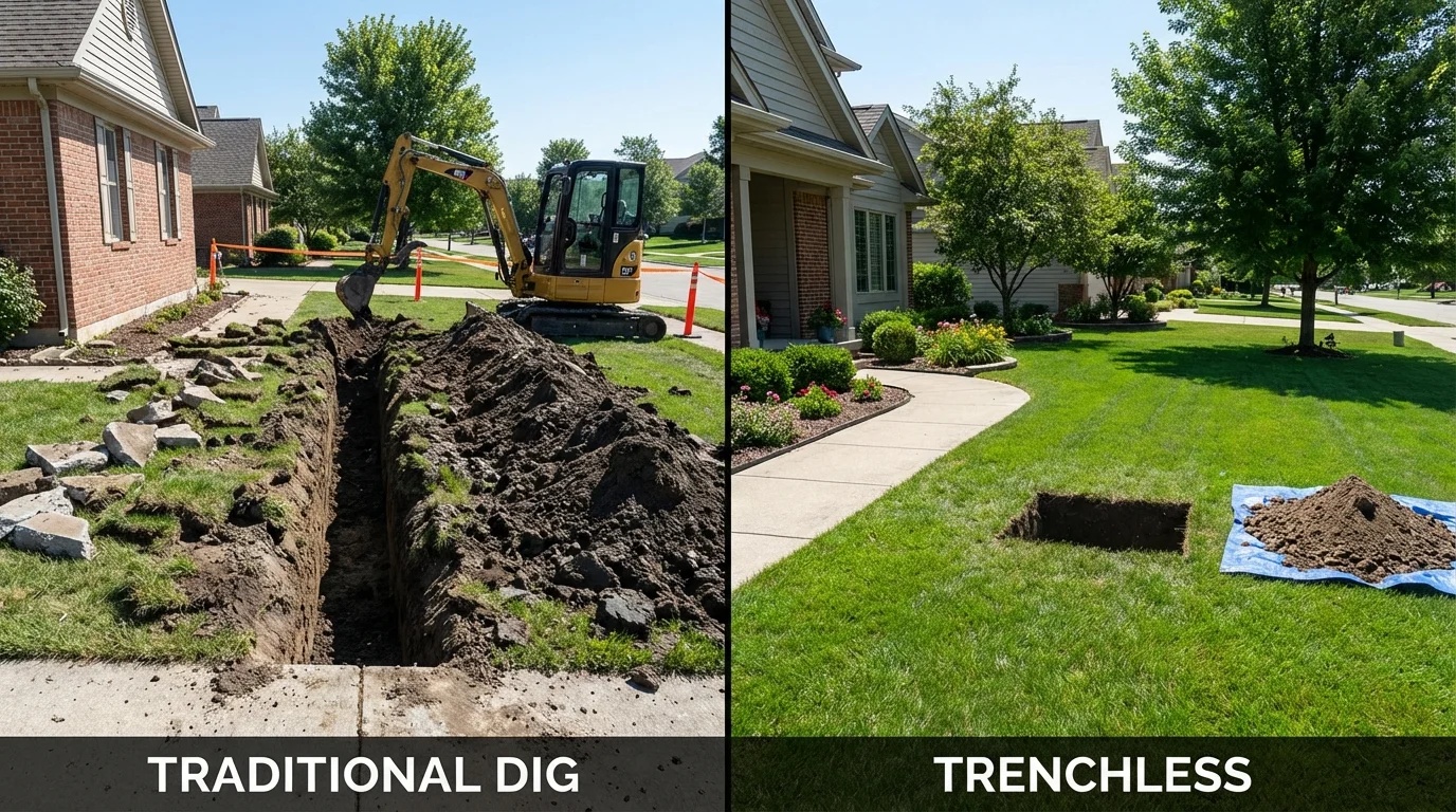 Trenchless sewer repair with minimal yard damage versus traditional excavation in Palmer Lake, CO